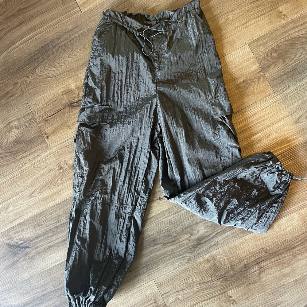 Women’s Olive Cargo Parachute Pants